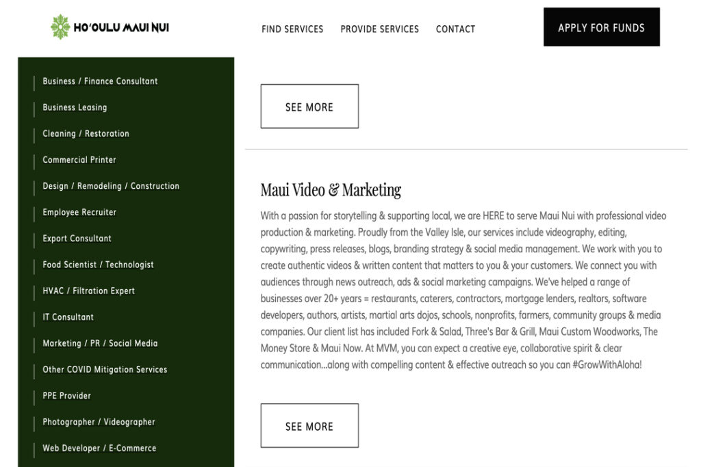 hooulu maui nui business directory listing of maui video and marketing for adaptability fund