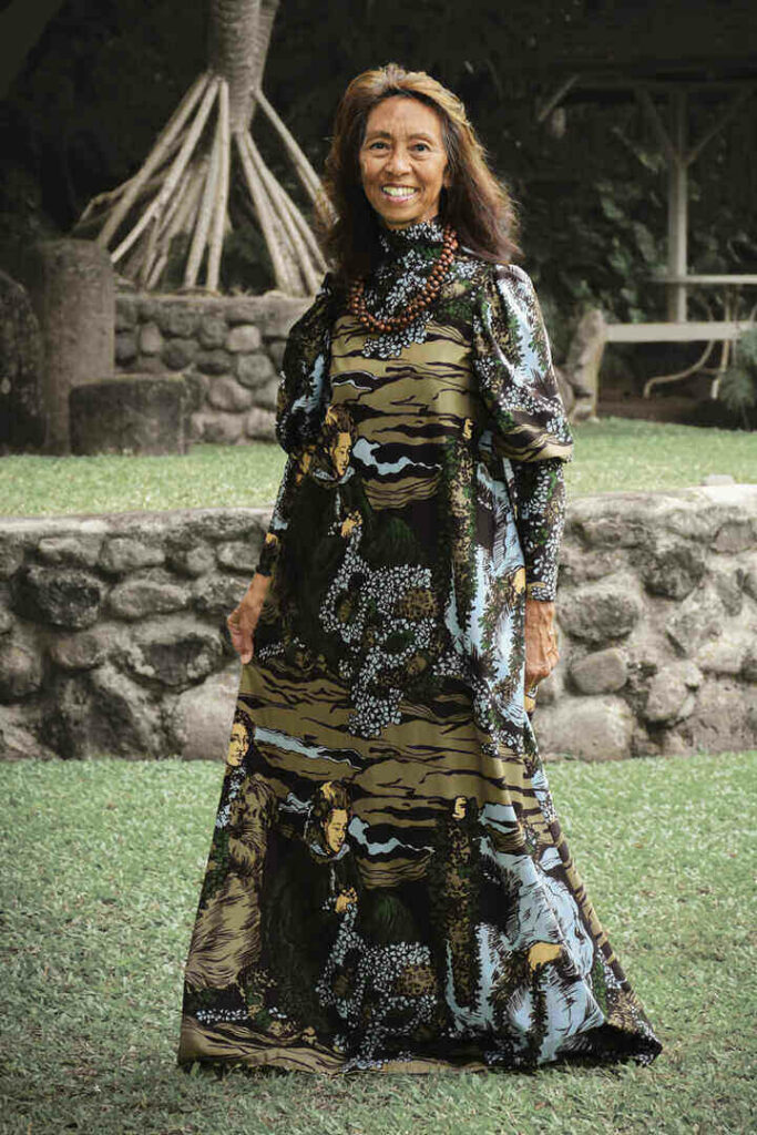Native fern print dress for hawaiian womens fashions